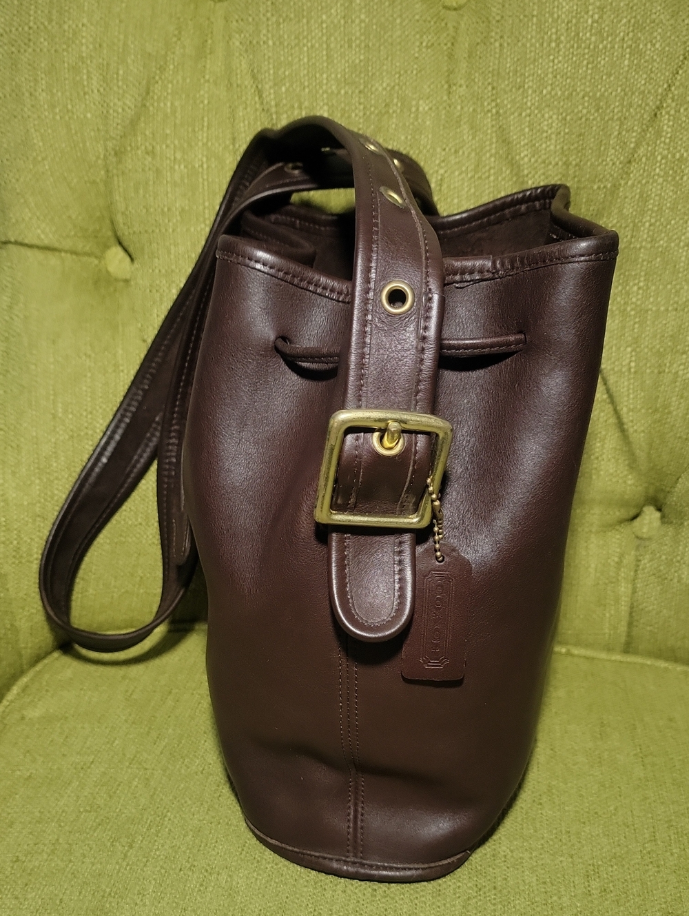 Vintage Coach Brown Leather Drawstring Bucket Bag - Picture 3 of 16